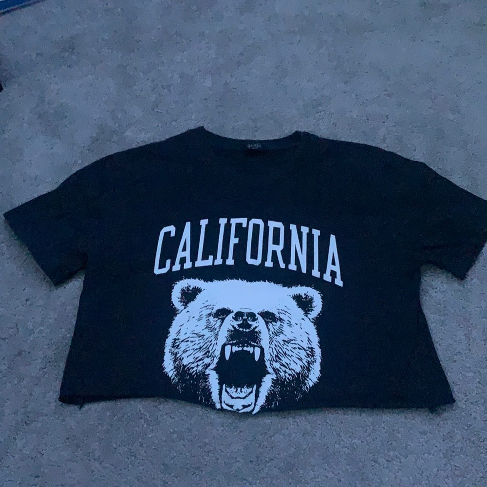 california crop top with bear design
